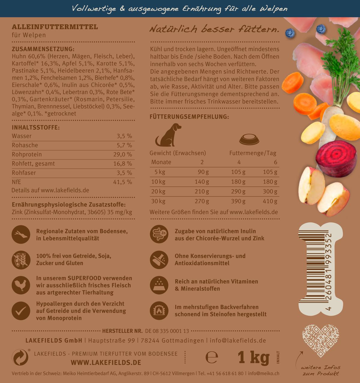 SUPERFOOD Komplettmenü HUHN | Welpe