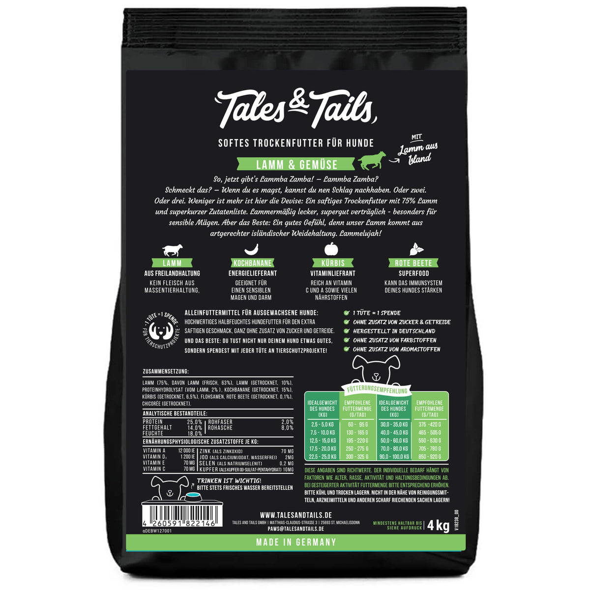 Tales & Tails Trockenfutter Lamm Packung